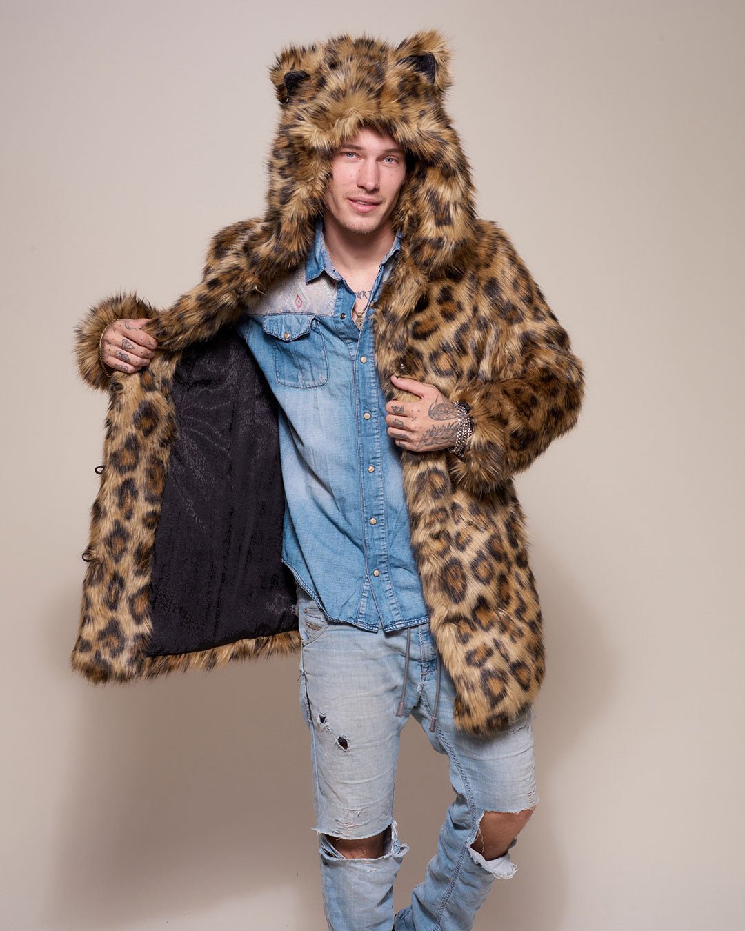 Leopard fur coat best sale