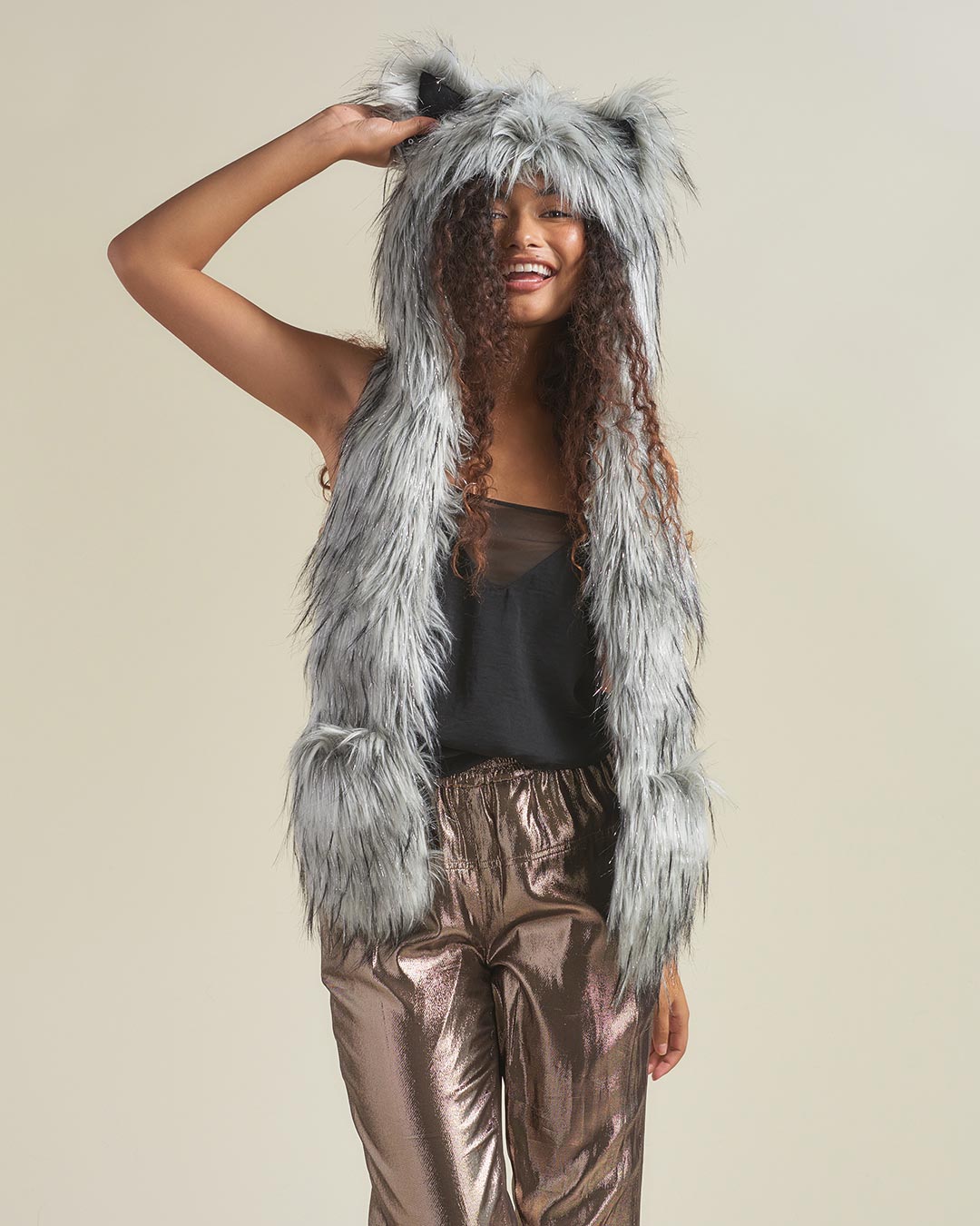 Glitter Moon Wolf Collector Edition Faux Fur Hood | Women's