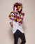 Man wearing Rainbow Butterfly Hooded Faux Fur Shawl, side view 1