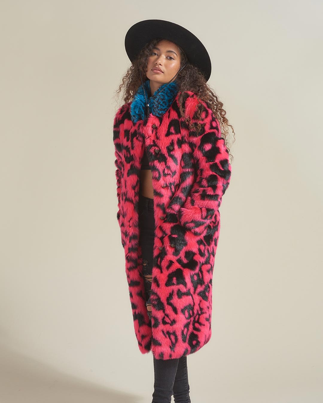 Pink Panther Calf Length Faux Fur Coat | Women's - SpiritHoods