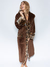 Woman Wearing Classic Leopard Faux Fur House Robe