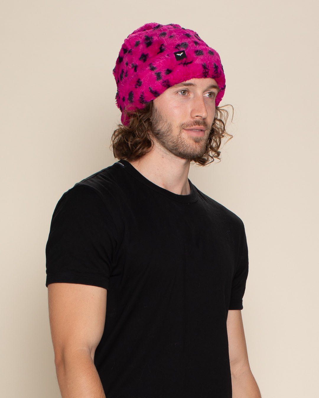 Pink Cheetah Faux Fur Beanie | Men's