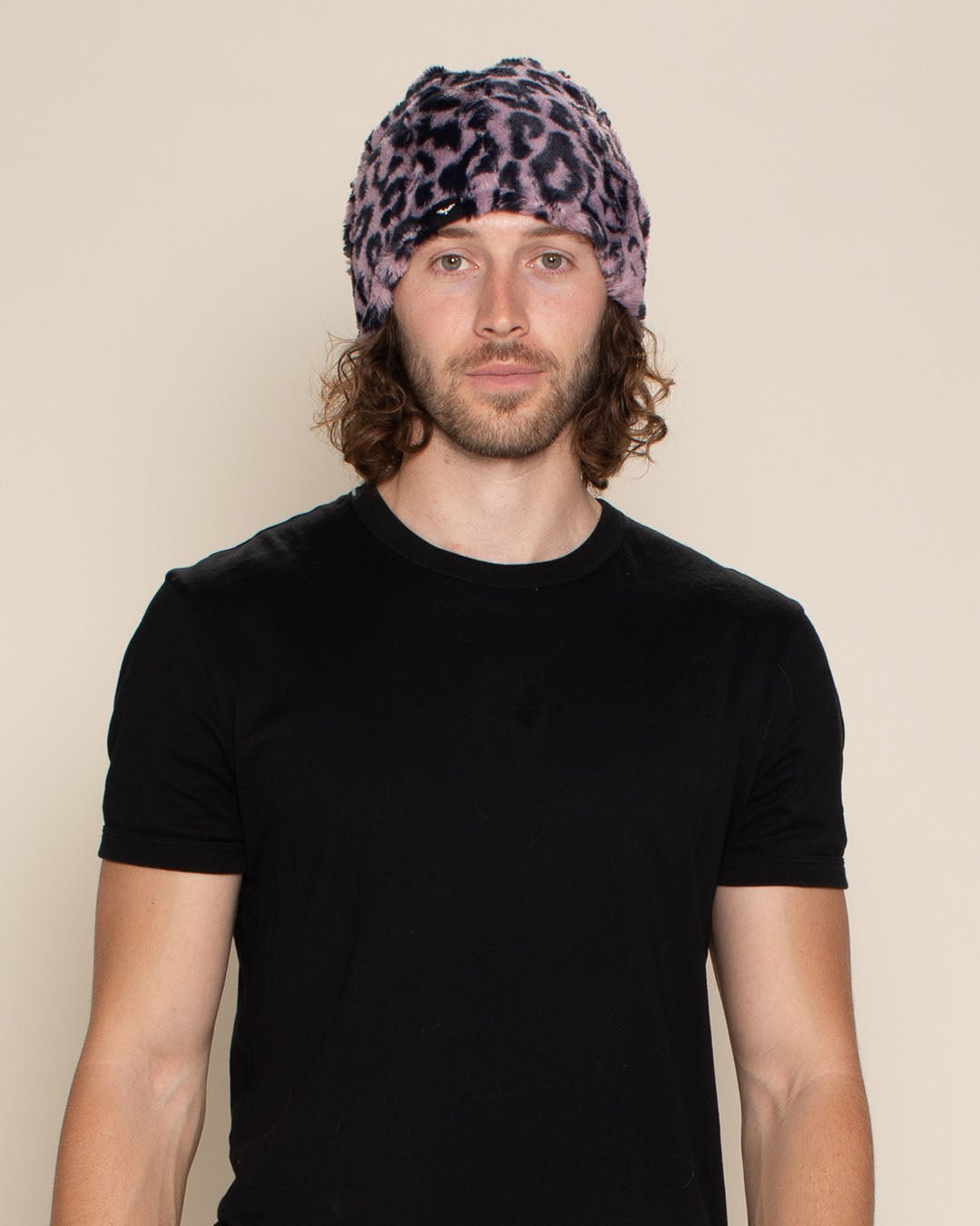 Lavender Leopard Faux Fur Beanie | Men's