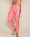 Men's Metallic Leggings | Neon Metallic Pink Leopard