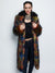 Woman Wearing Parrot Calf Length Collared Faux Fur Coat