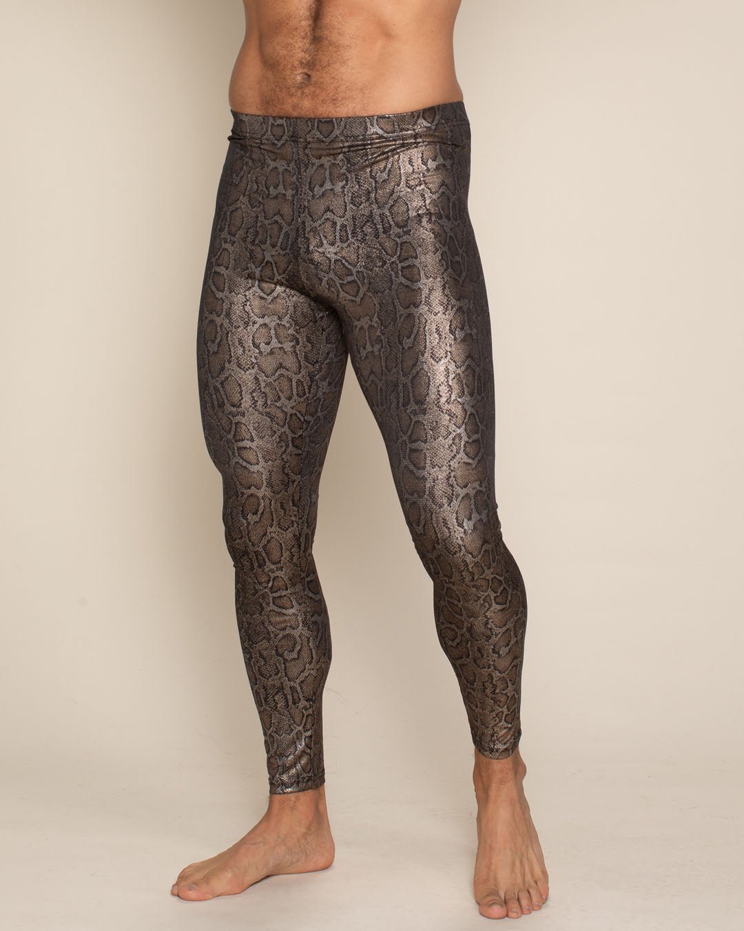 Men's Metallic Leggings | Bronze Python