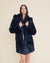 Classic Women's Faux Fur Coat | Indigo Leopard