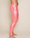 Men's Metallic Leggings | Neon Metallic Pink Leopard