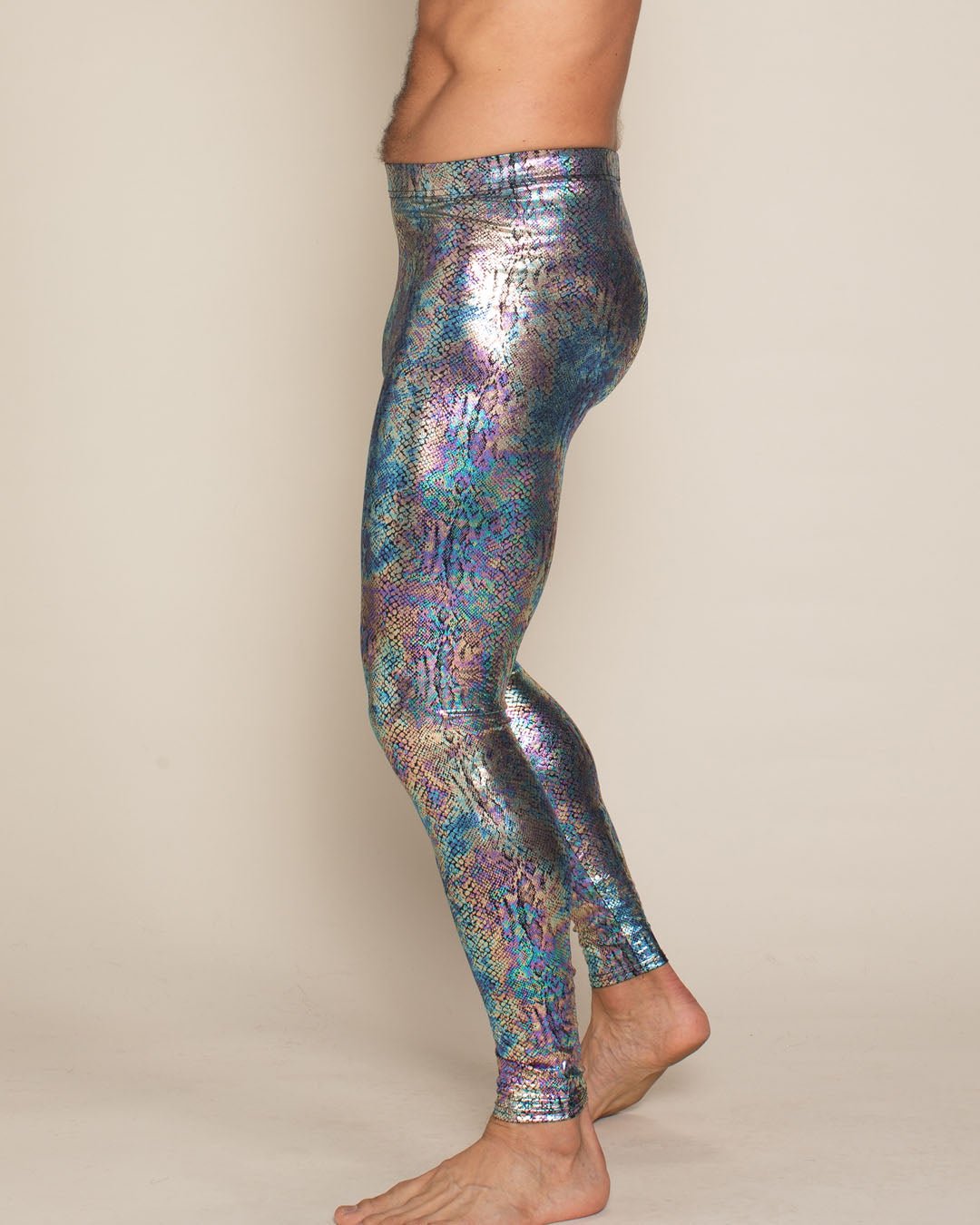 Men's Metallic Leggings | Holographic Snakeskin