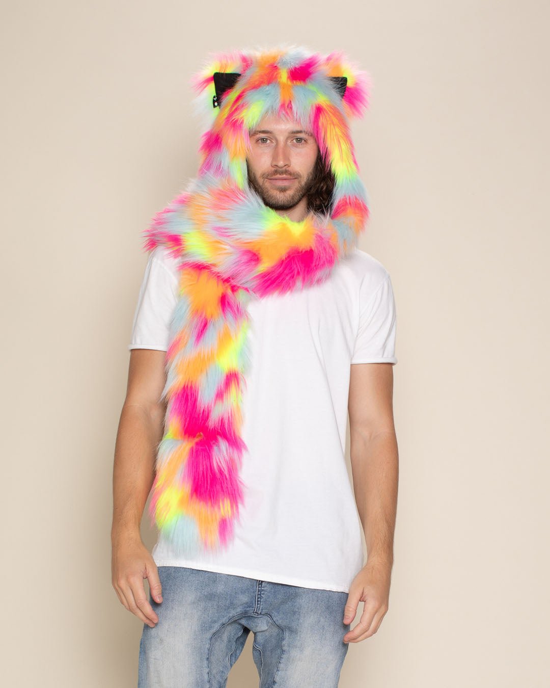 Neon Calico Cat Collector Edition Faux Fur Hood | Men's