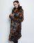 Collared Faux Fur Coat in Parrot Design on Female Model