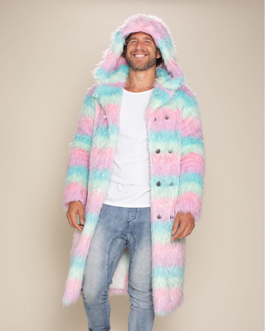 Hooded Men's Long Faux Fur Coat | Doll Party