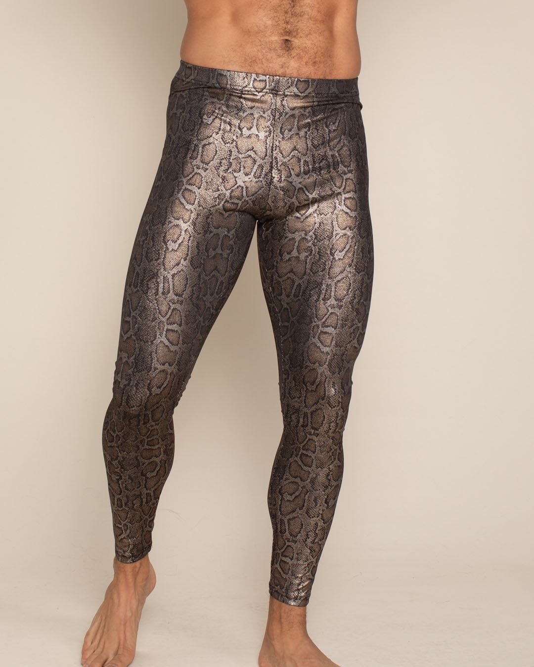 Men's Metallic Leggings | Bronze Python