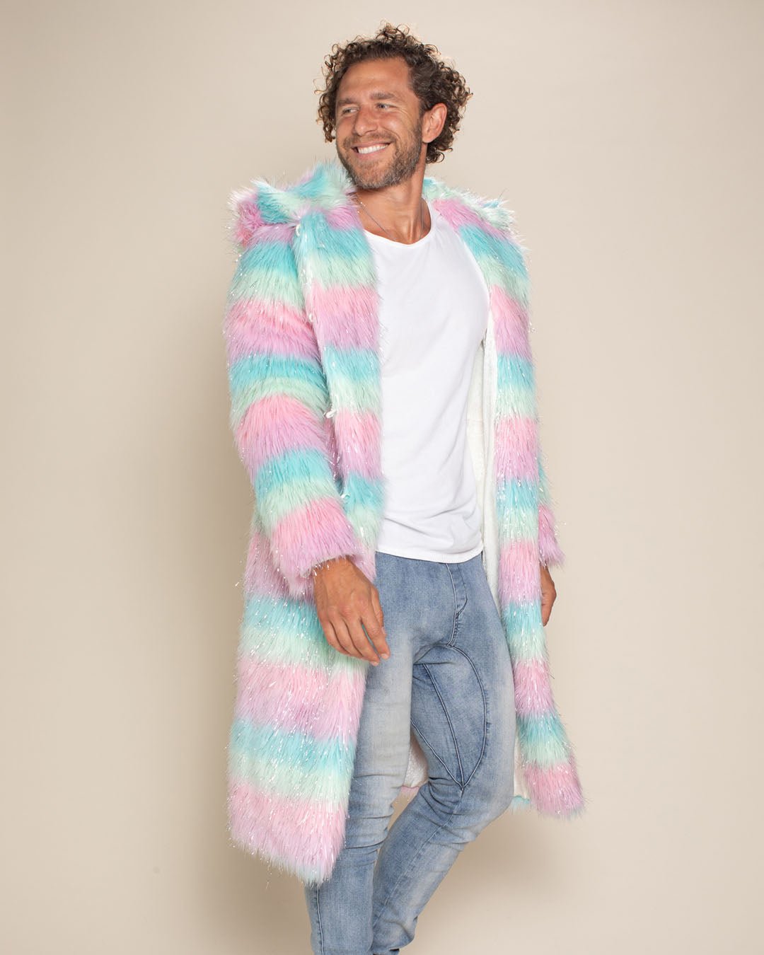 Hooded Men's Long Faux Fur Coat | Doll Party