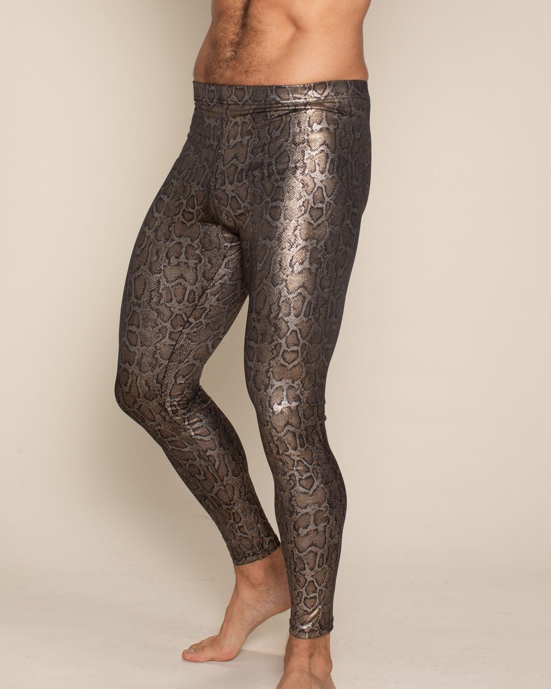 Men's Metallic Leggings | Bronze Python