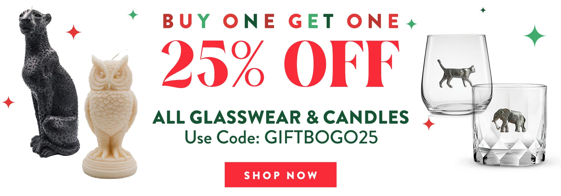 BOGO Glasswear & candles banner