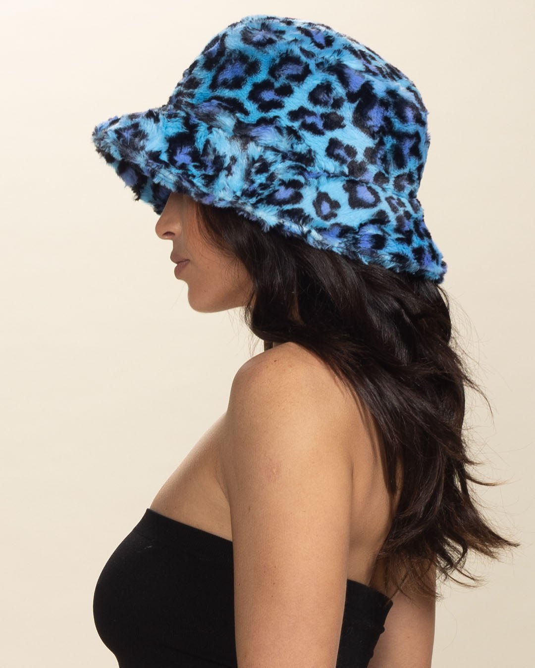 Women's Fur Bucket Hat | Blue Lynx