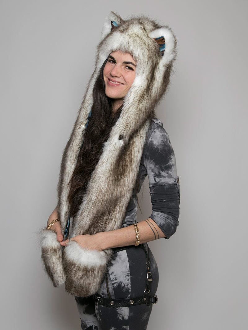 Hooded Faux Fur with Limited Edition Brown Husky Design