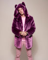 Man wearing Lavender Wolf Luxe Classic Faux Fur Coat, front view 1