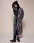 Man wearing Santa Fe Wolf Classic Faux Fur Style Robe, side view 1