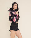 Ink Spotted Leopard Classic Ultra Soft Faux Fur Crop Hoodie | Women's