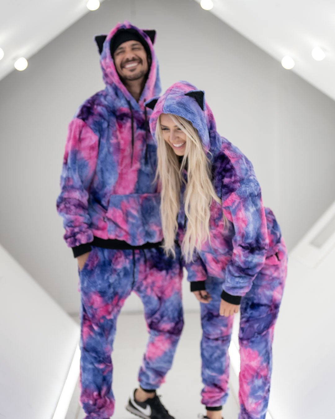 Classic Women's Fur Hoodie | Tie Dye Cotton Candy Kitty