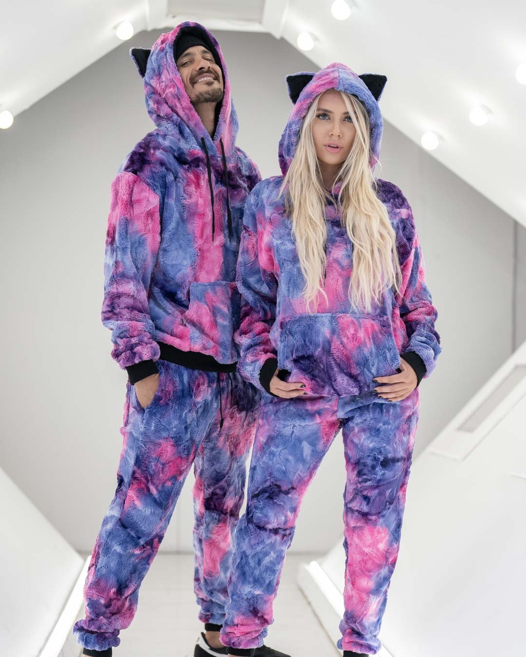 Classic Women's Fur Hoodie | Tie Dye Cotton Candy Kitty