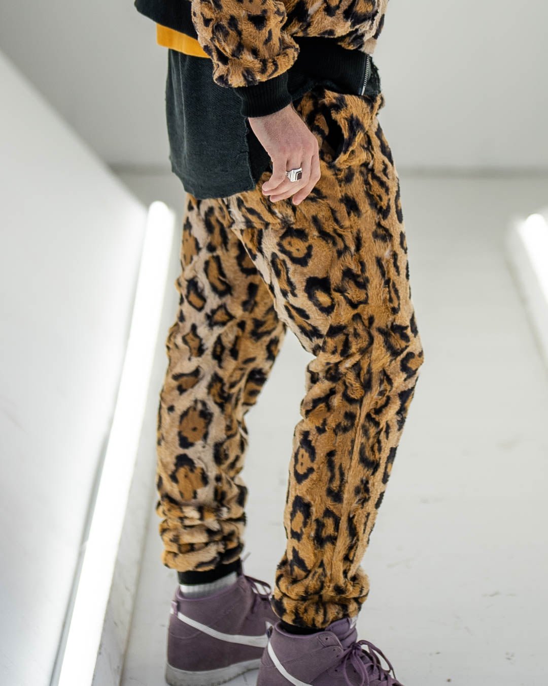 Men s Designer Sweatpants Tan Cheetah Animal Print SpiritHoods