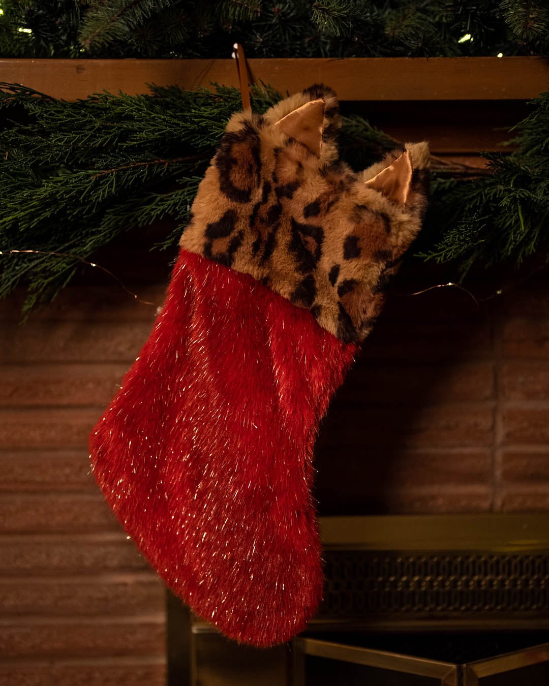 Faux Fur Christmas Stocking | Leopard Print