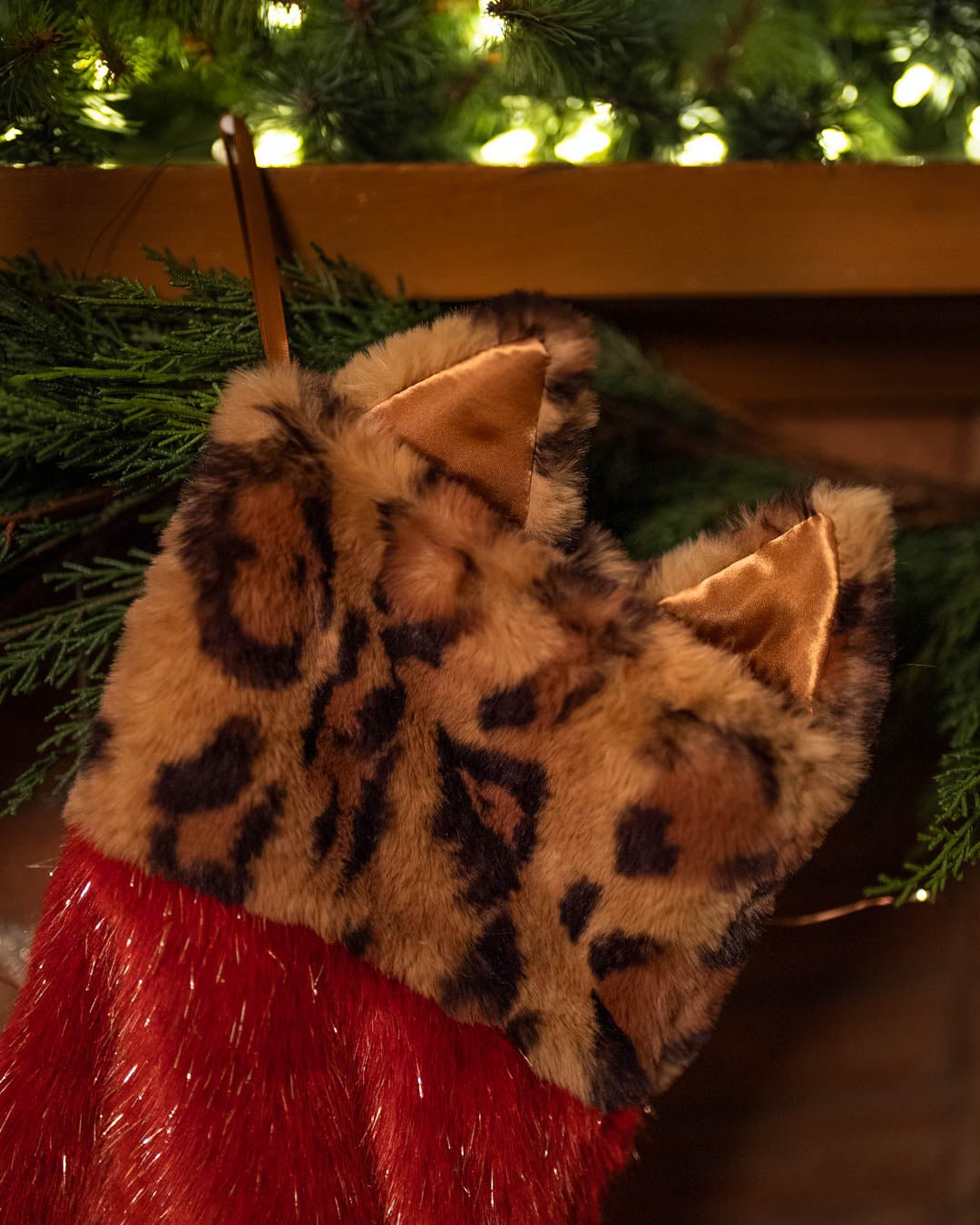 Faux Fur Christmas Stocking | Leopard Print