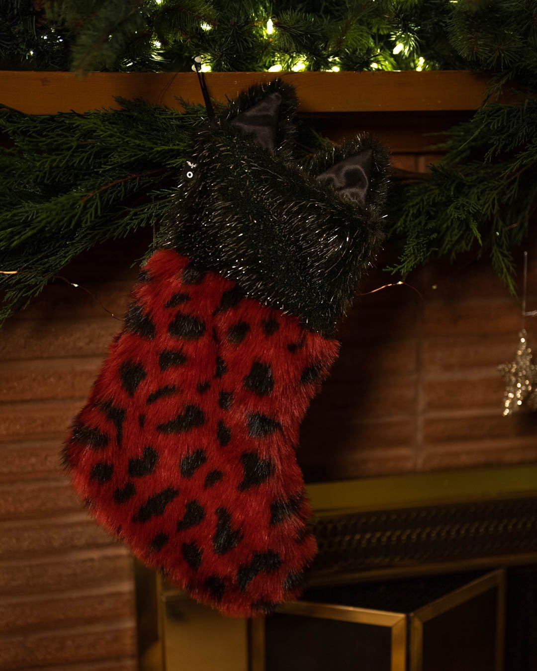 Faux Fur Christmas Stocking | Wild Cat