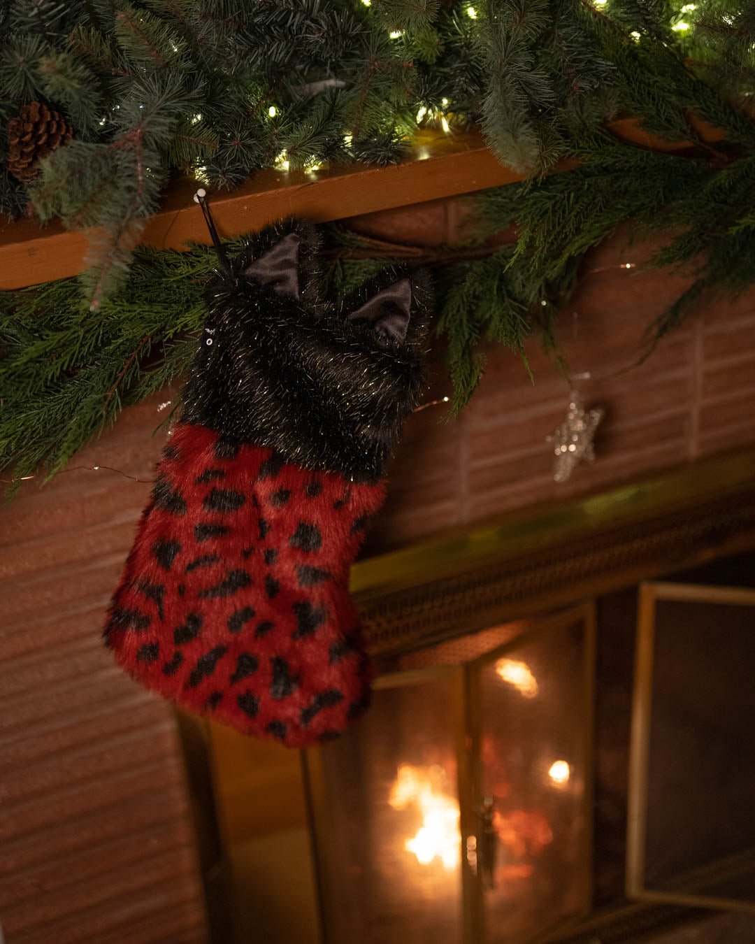 Faux Fur Christmas Stocking | Wild Cat