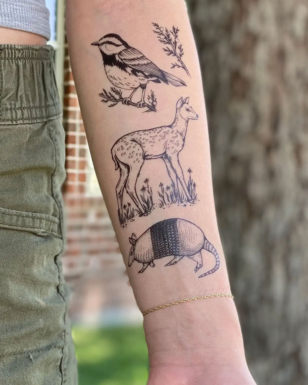 Deer, Bird, Armadillo Temporary Tattoos