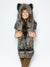 Woman wearing Dire Wolf Faux Fur Hood, front view