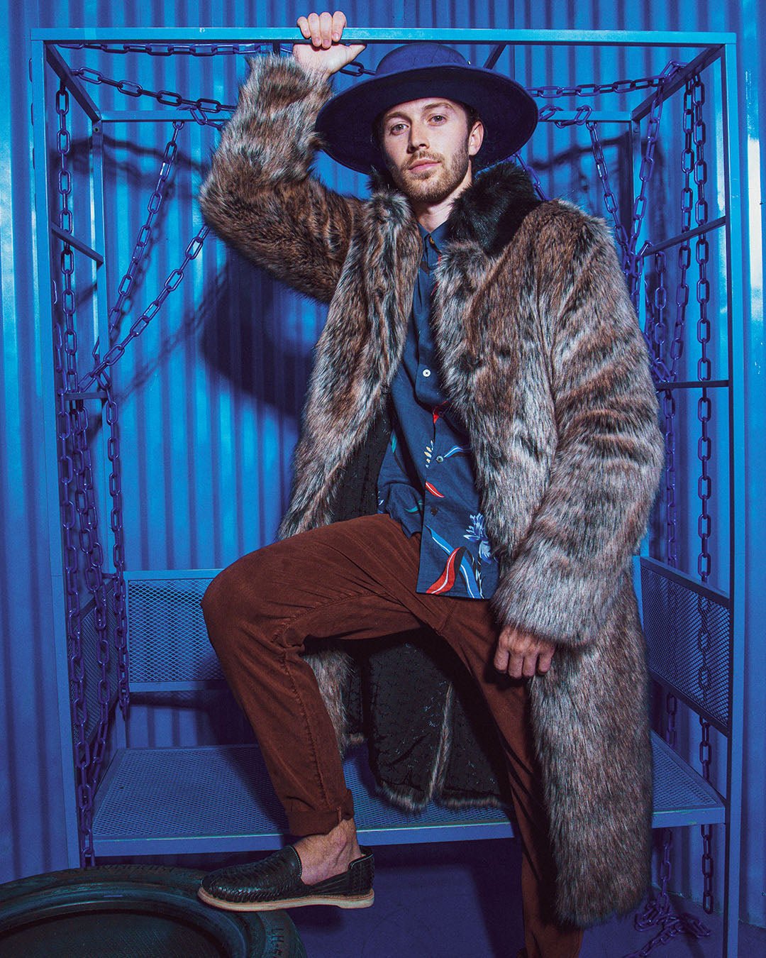 Men&#39;s Long Faux Fur Coat | Dire Wolf