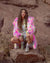 SpiritHoods Multicolor Pink Pastel Patchwork Faux Fur Womens Coat