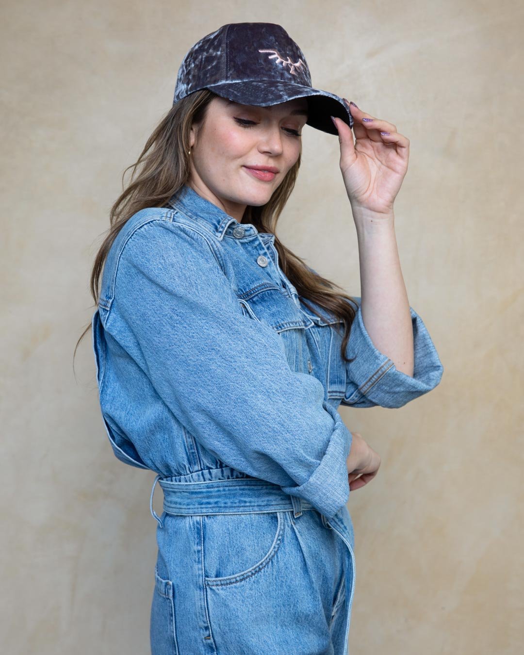 Phoenix Grey Velvet Baseball Hat | Women's