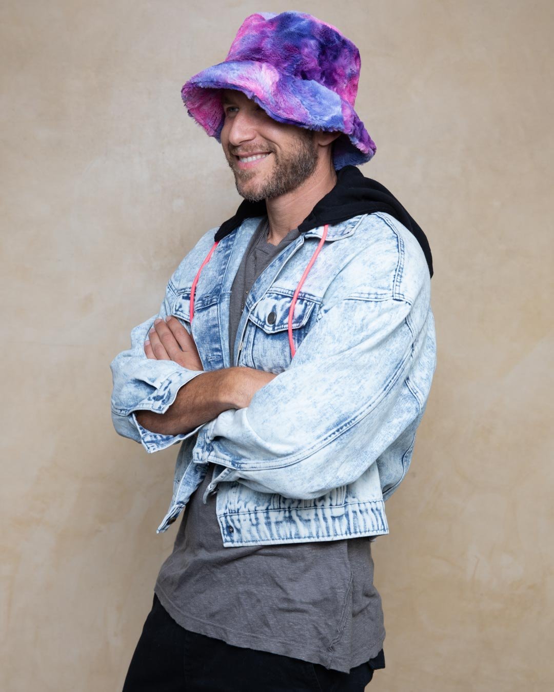 Men's Fur Bucket Hat | Tie-Dye Cotton Candy