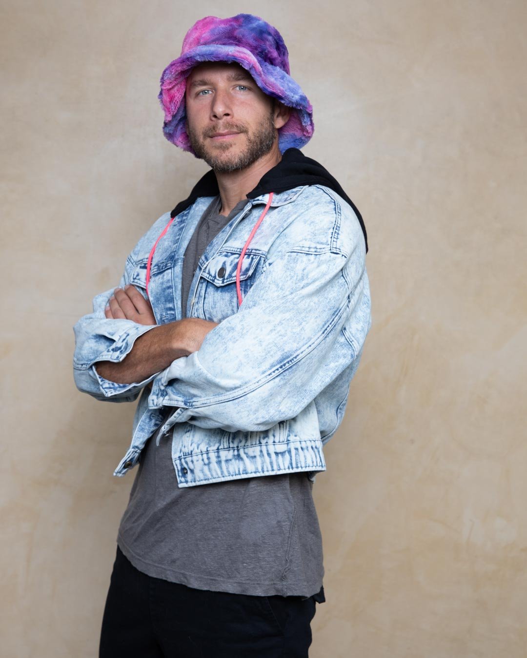 Men's Fur Bucket Hat | Tie-Dye Cotton Candy