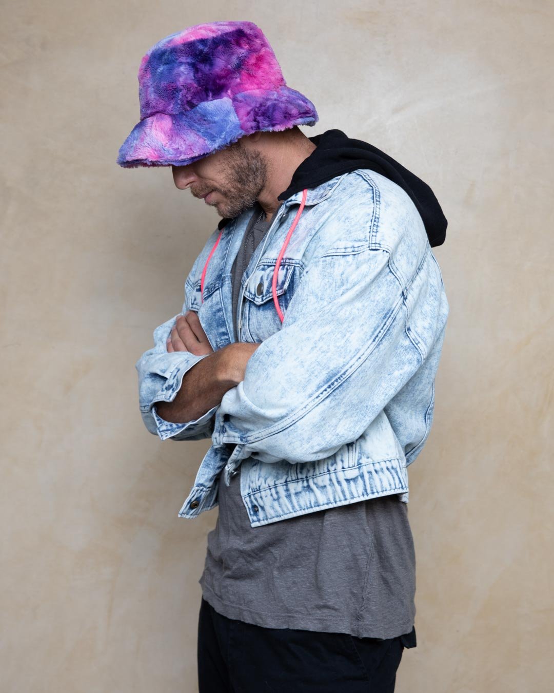 Men's Fur Bucket Hat | Tie-Dye Cotton Candy