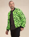 Men's Colorful Faux Fur Jacket | Neon Green Leopard