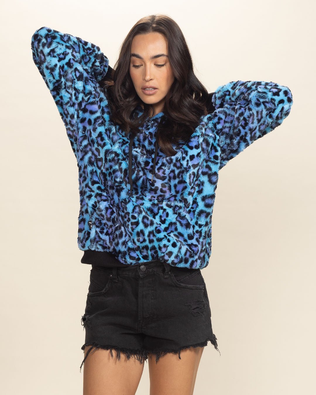 Classic Women's Fur Hoodie | Blue Lynx