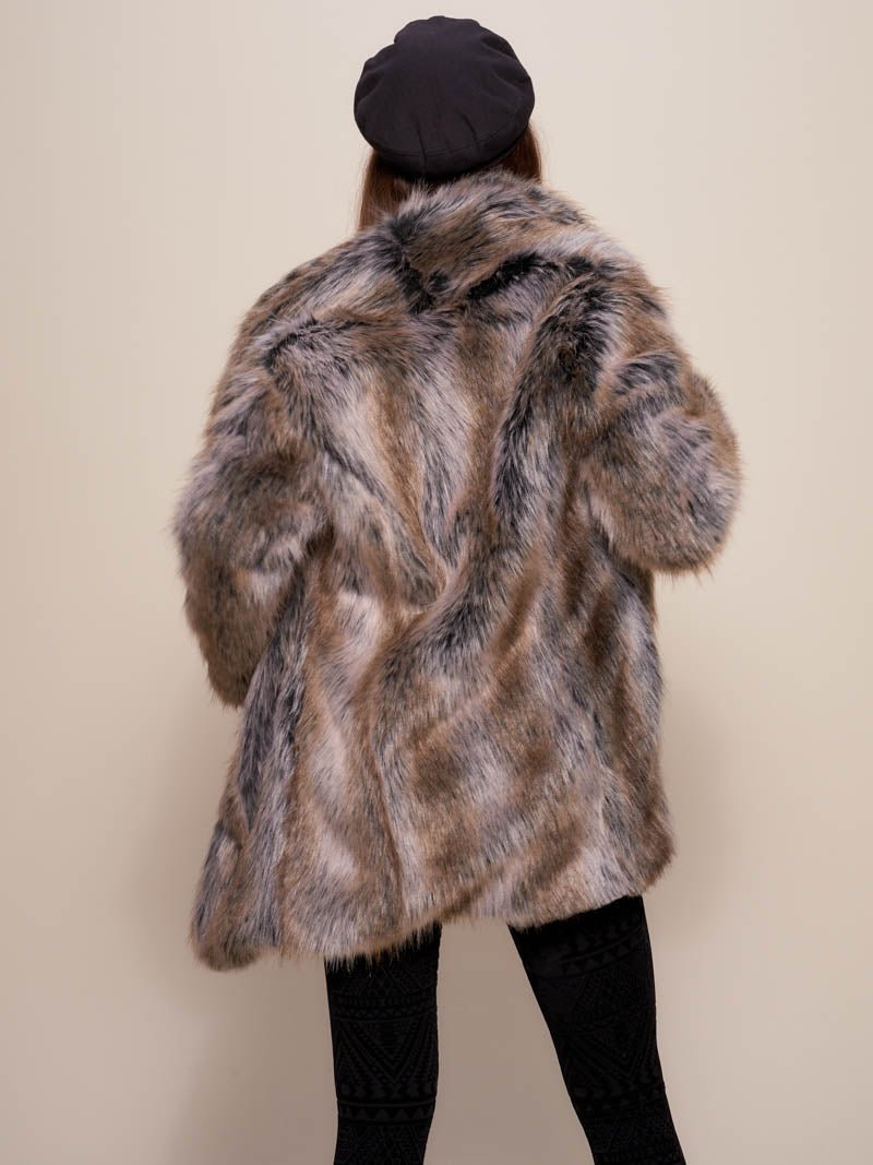 Grey Wolf Hoodless Faux Fur Coat 