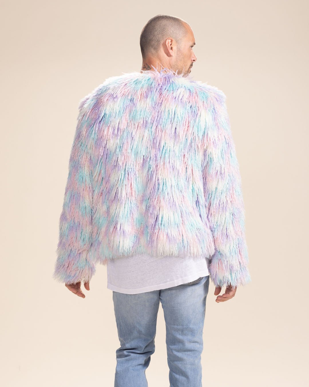 Men's Colorful Faux Fur Jacket | Aurora Shaggy Alpaca