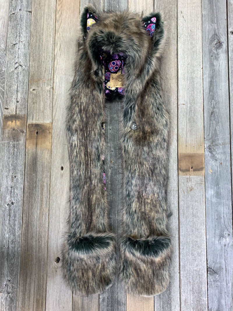 Dire Wolf  Dia De Los Muertos CE Faux Fur SpiritHood