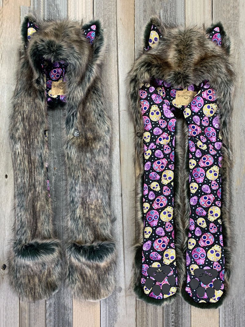 Dire Wolf  Dia De Los Muertos CE Faux Fur SpiritHoods