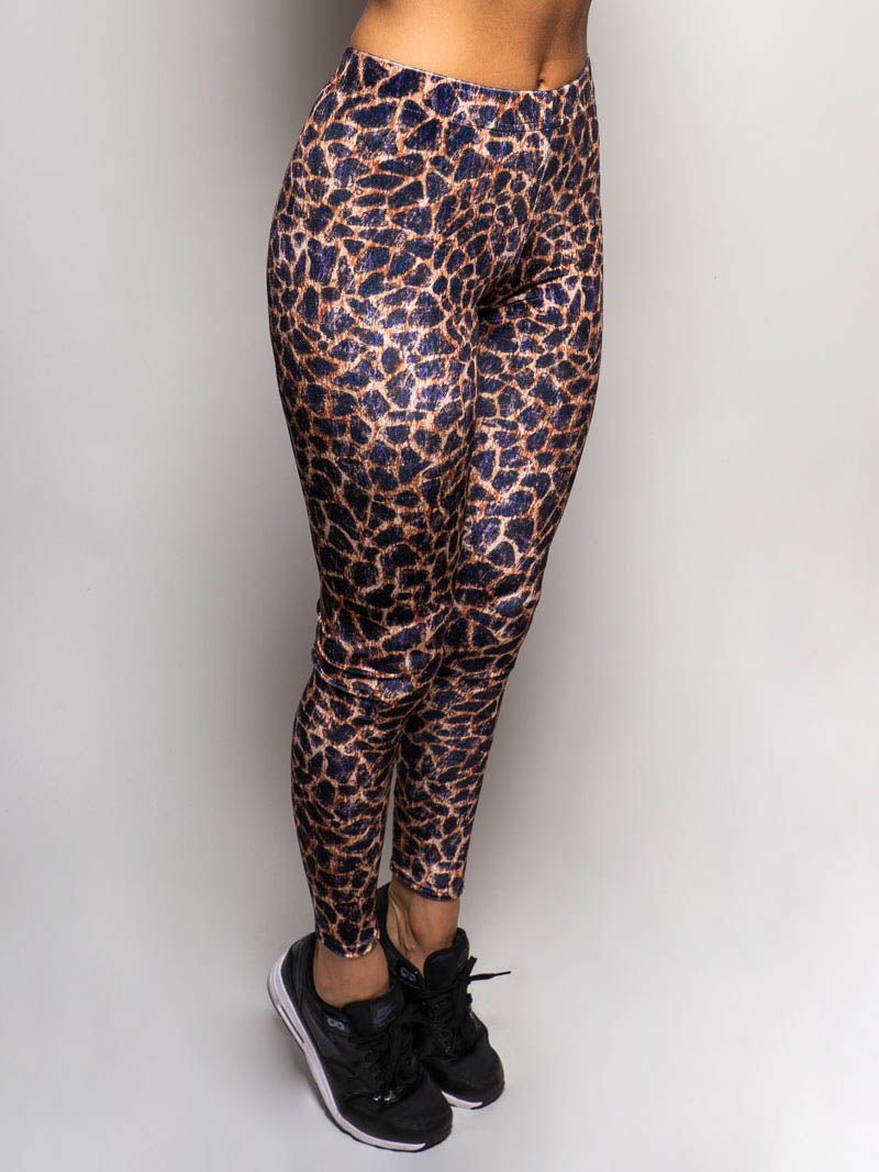 Purple Cheetah Velvet Leggings on Woman