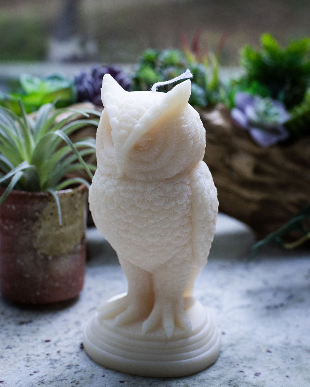SpiritHoods White Owl Soy Wax Candle Pillar