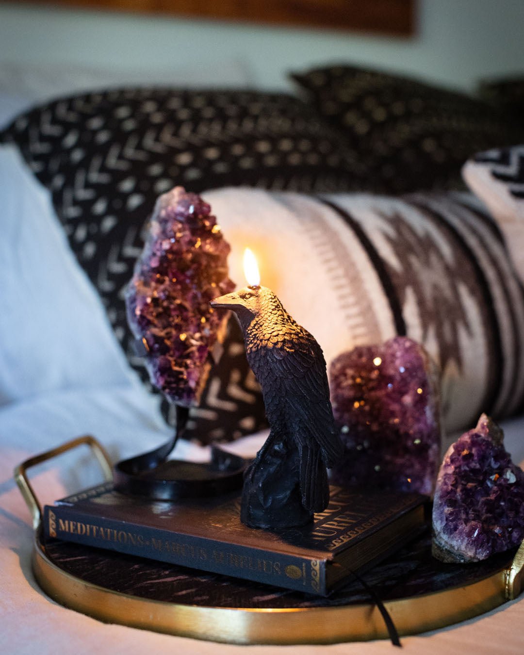 Black Pillar Candle | Perched Raven