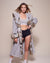 Hooded Faux Fur Robe in Wolverine Design on Female Model